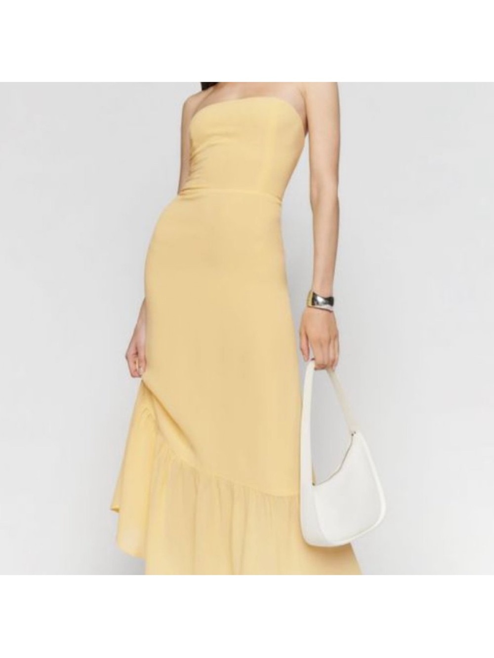 Reformation Arta Strapless Yellow Dress